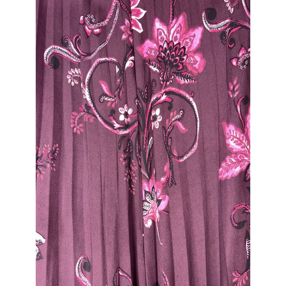Chico's Plum Paisley Chiffon Floral Pleated Fashion Maxi‎ Skirt Chicos 00 XS - Picture 3 of 11